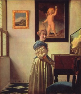 A Lady Standing at a Virginal